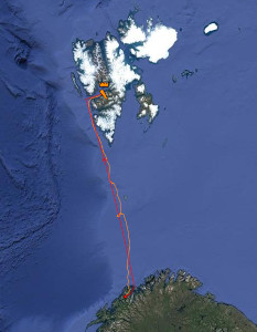 Ruderstrecke nach Svalbard